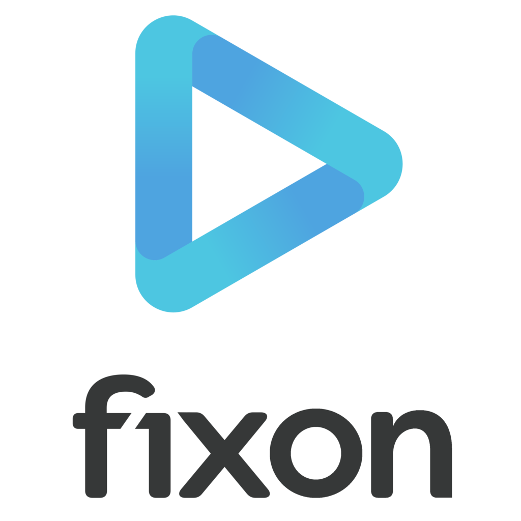 Fixon Media Group Logo With Ombre Blue Play Button