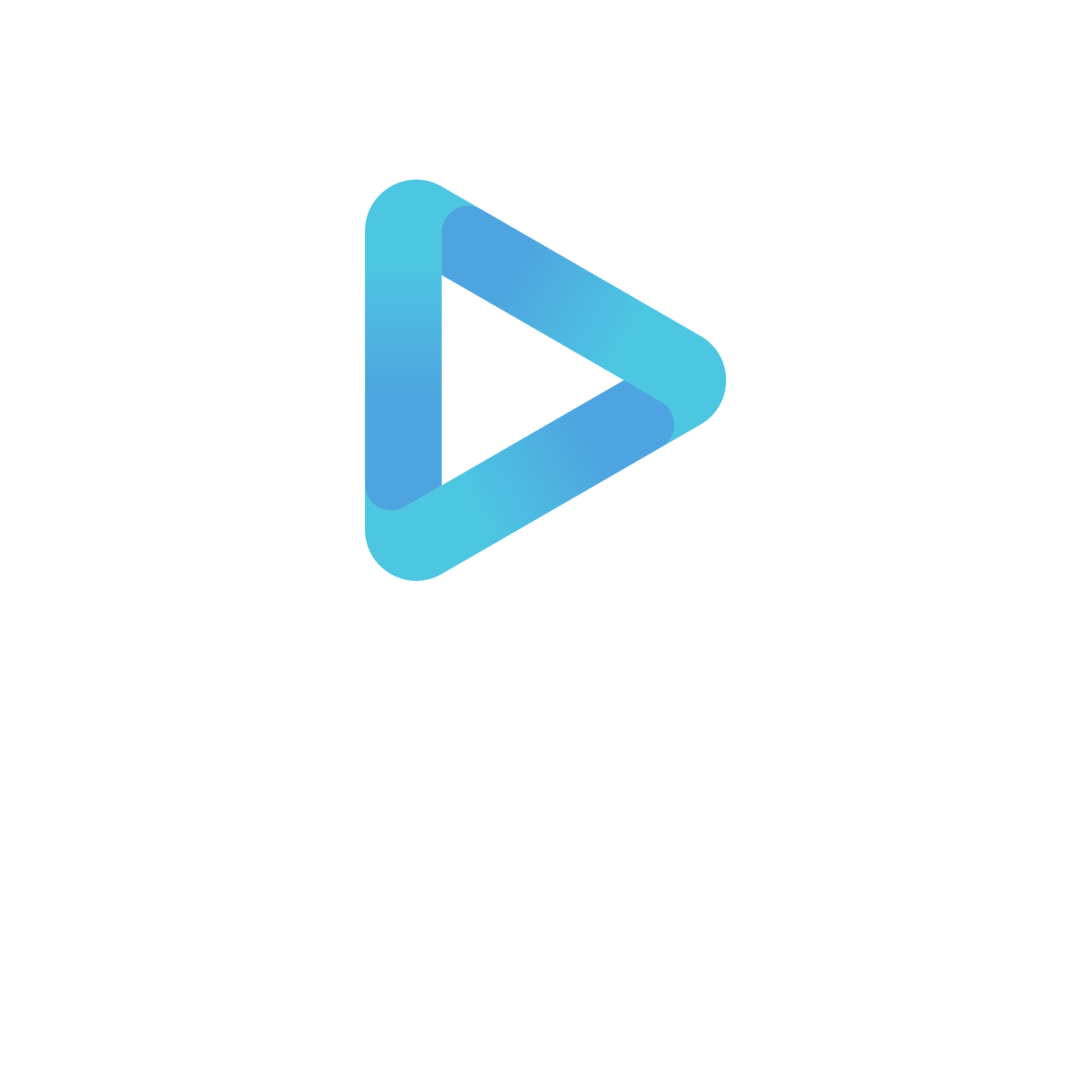 Fixon Media Group Logo With Ombre Blue Play Button and white 'Fixon' word mark