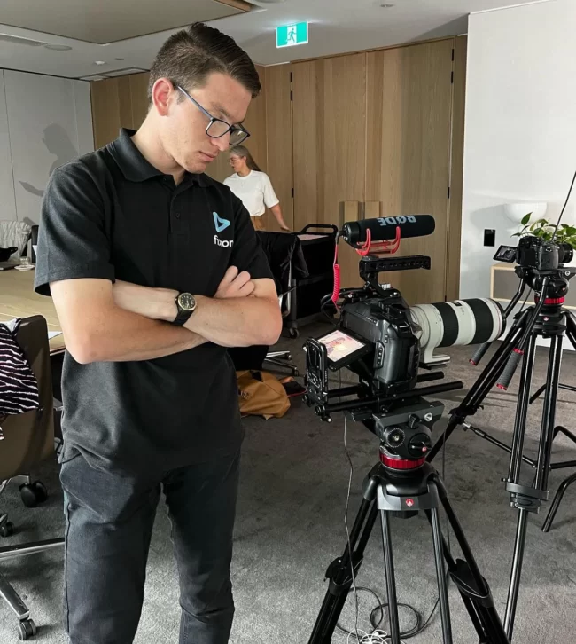 Behind the scenes on a video production set with Melbourne-based Fixon Media Group.