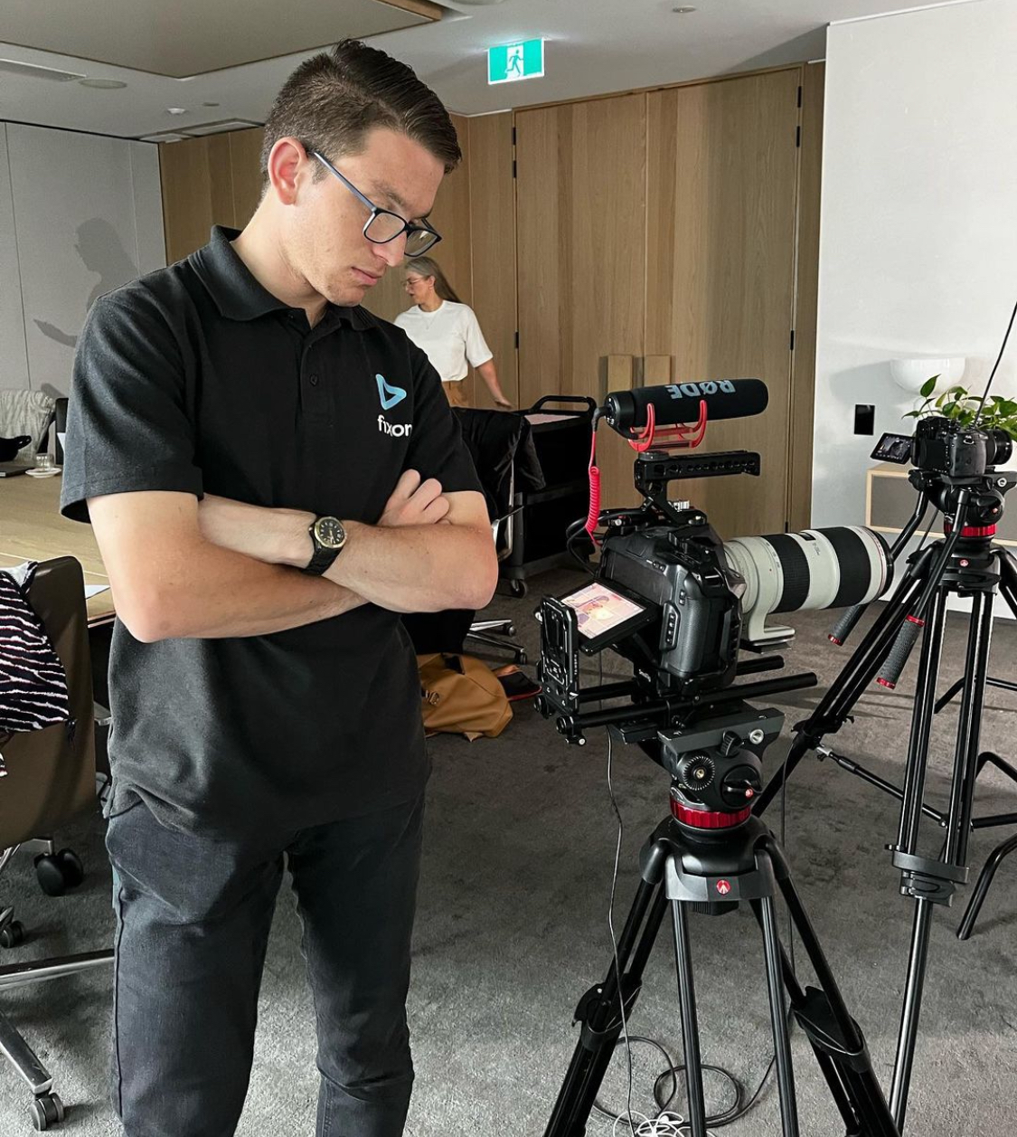 Behind the scenes on a video production set with Melbourne-based Fixon Media Group.