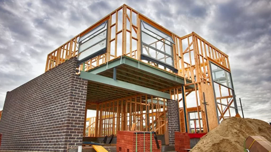 An incomplete house being built, to signify that before video production can take place (putting a roof on) the walls (strategy) first must be built.