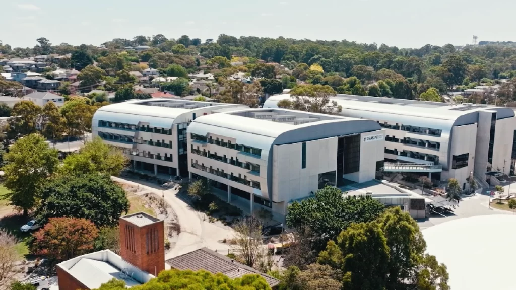 The Deakin Business School, as seen from a drone.